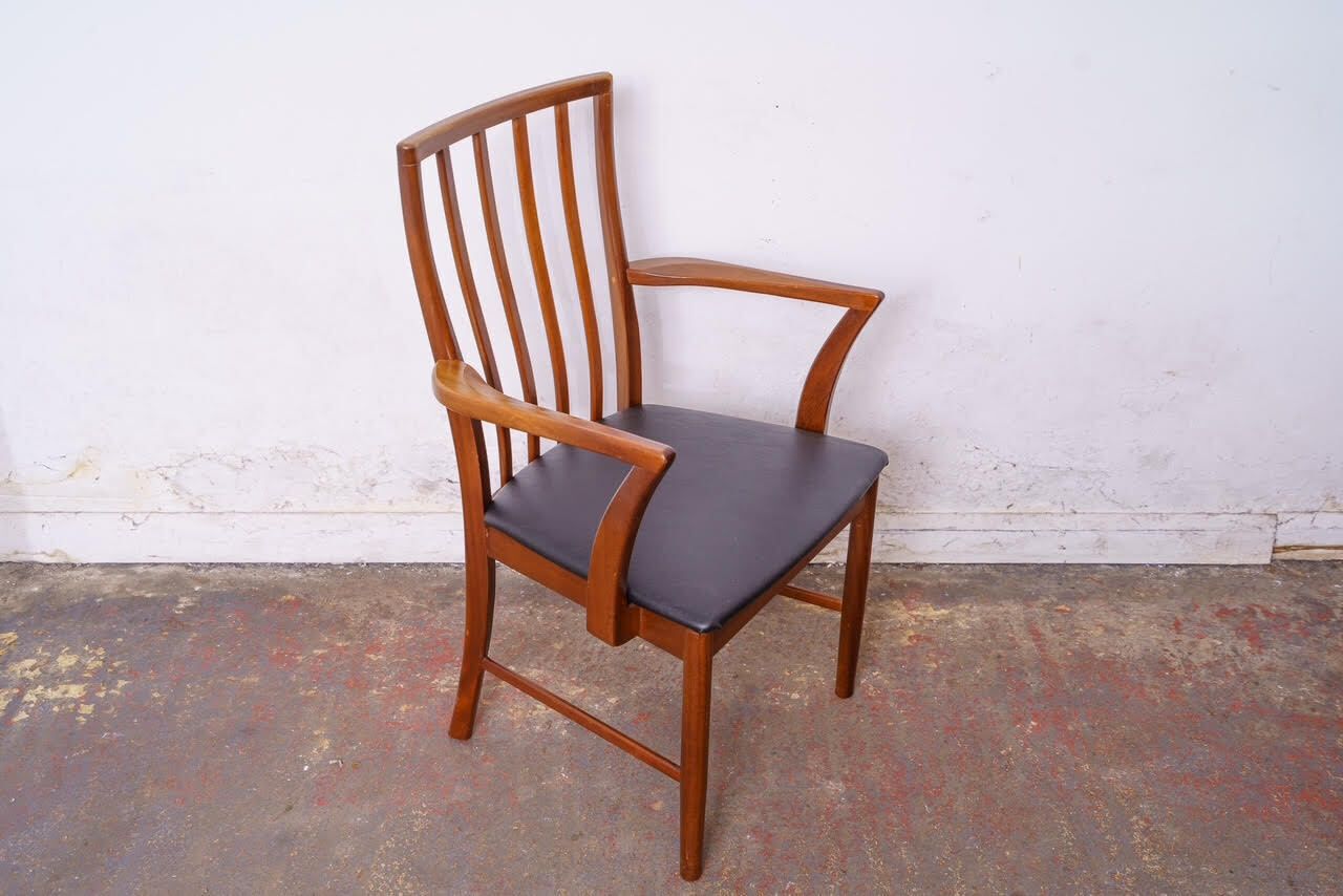 6 McIntosh Mid Century Teak Dining Chairs, Including 2 Carvers photo vintage