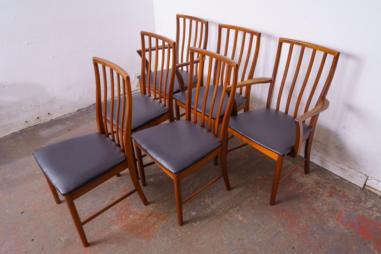 photo buy 6 McIntosh Mid Century Teak Dining Chairs, Including 2 Carvers