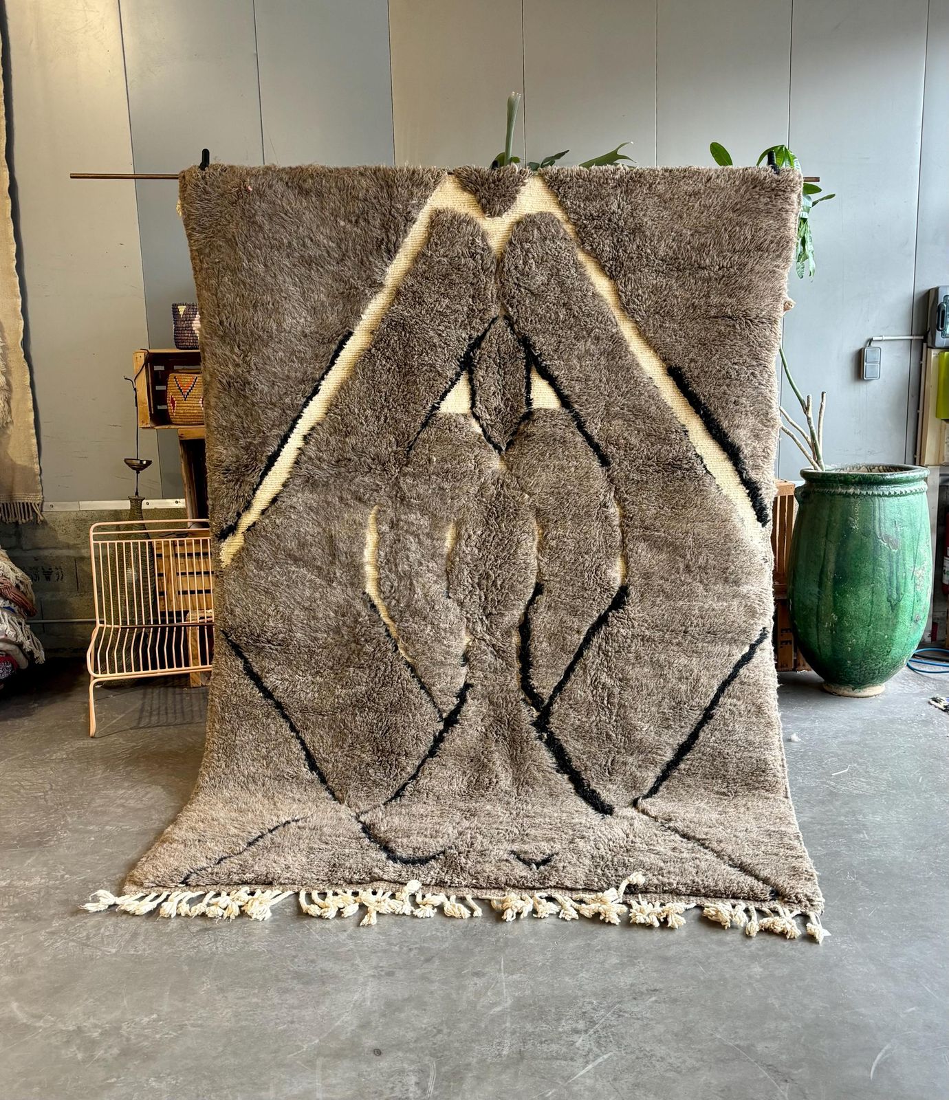 Modern Interior Living Wool Mrirt Rug 200x300 Cm  Hand Made Berber Wool Rug   Luxury Area Rug   Modern Ethnic Design   Eco Friendly Wool Rug