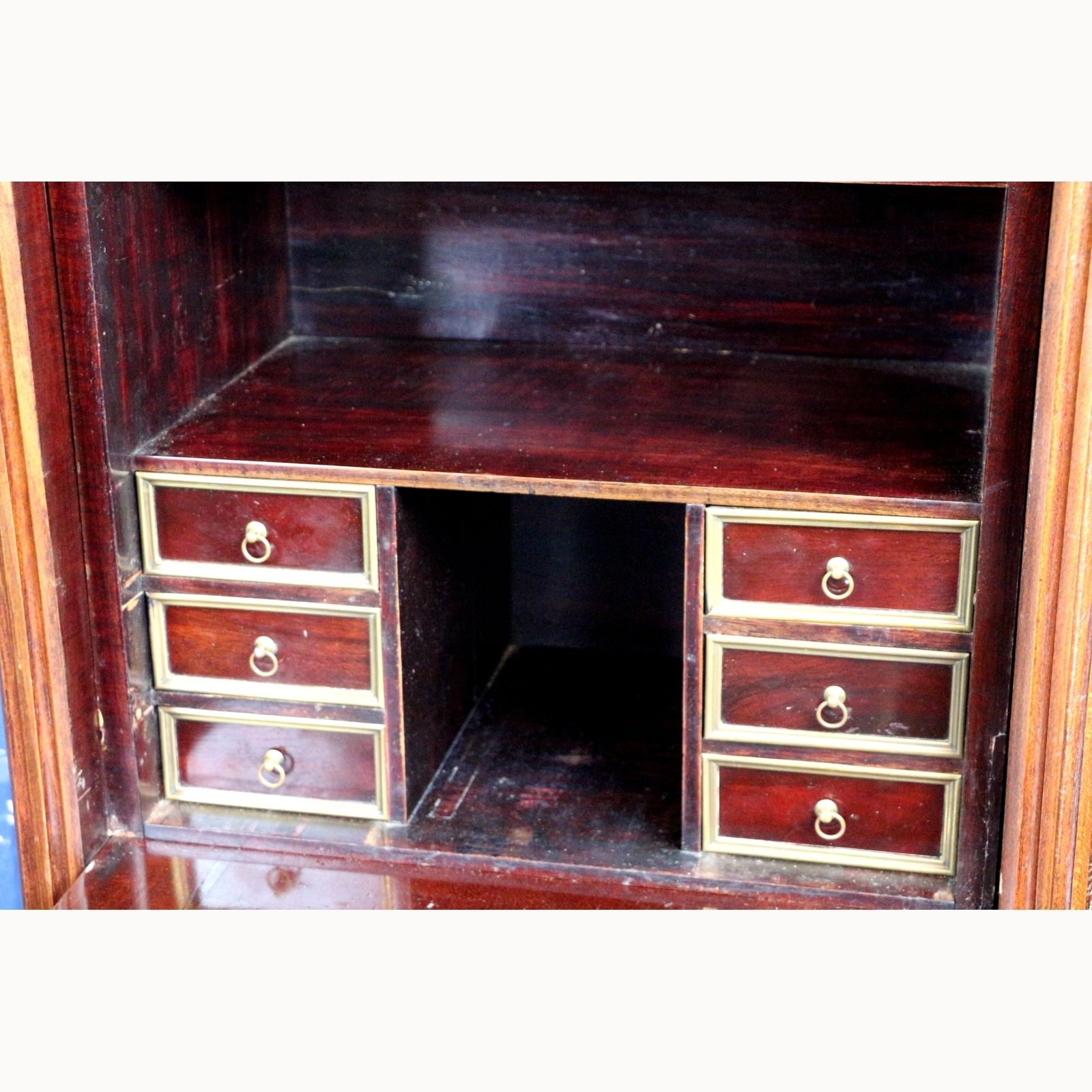 An Antique French Empire Mahogany & Brass Bound Escritoire Or Fitted Desk photo buy