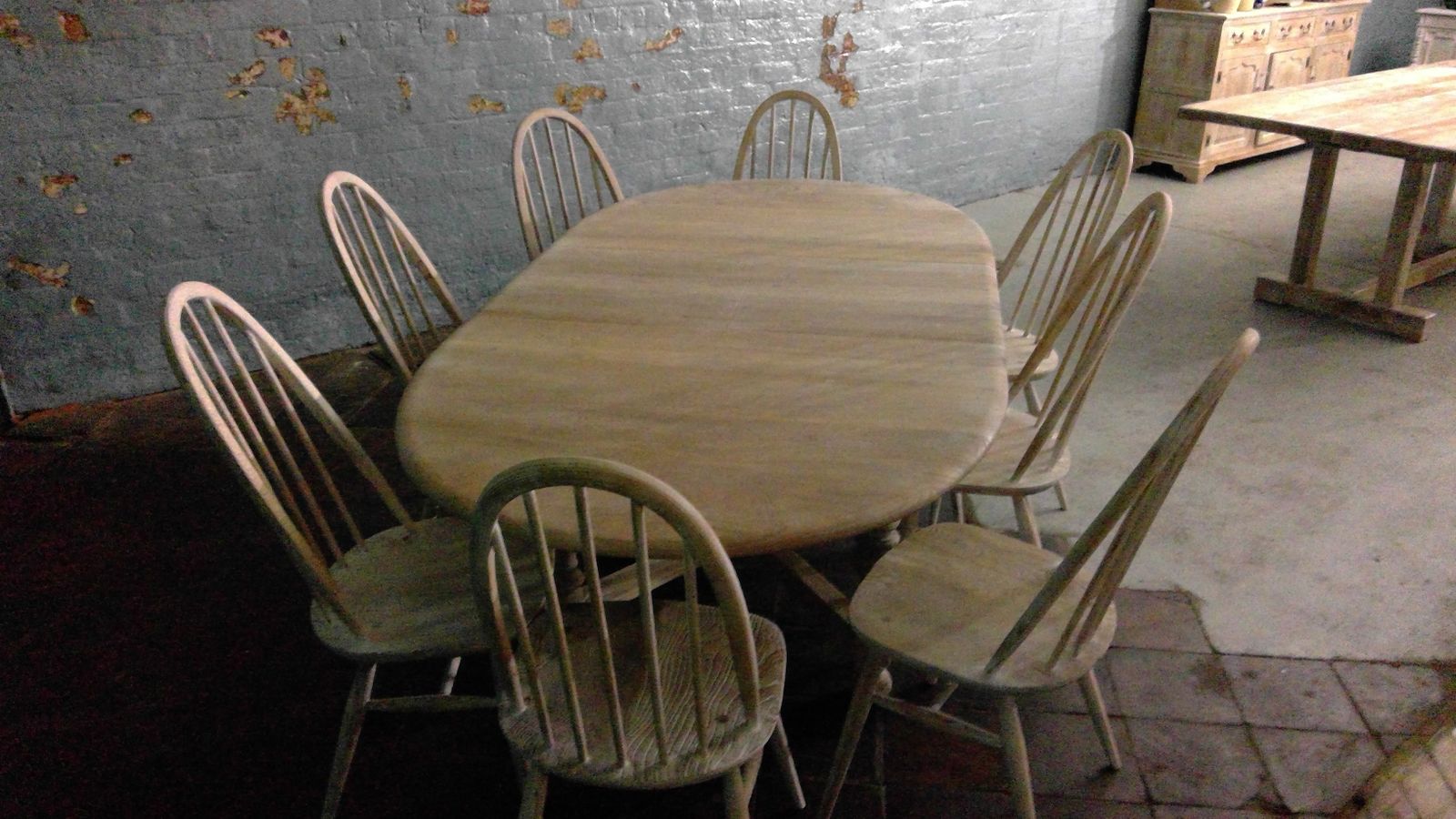 Furniture A Good Set Of 6 Ercol Limed Elm Windsor Hooped Back Stick Chairs photo