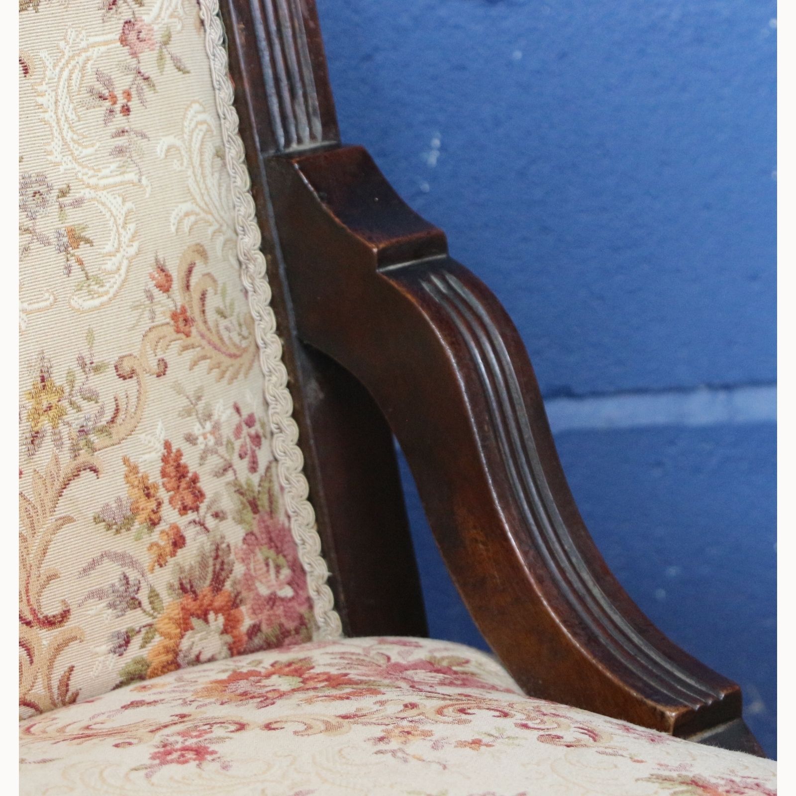 A Victorian Carved Walnut Framed Fireside Chair Raised On Turned Supports photo 120.0