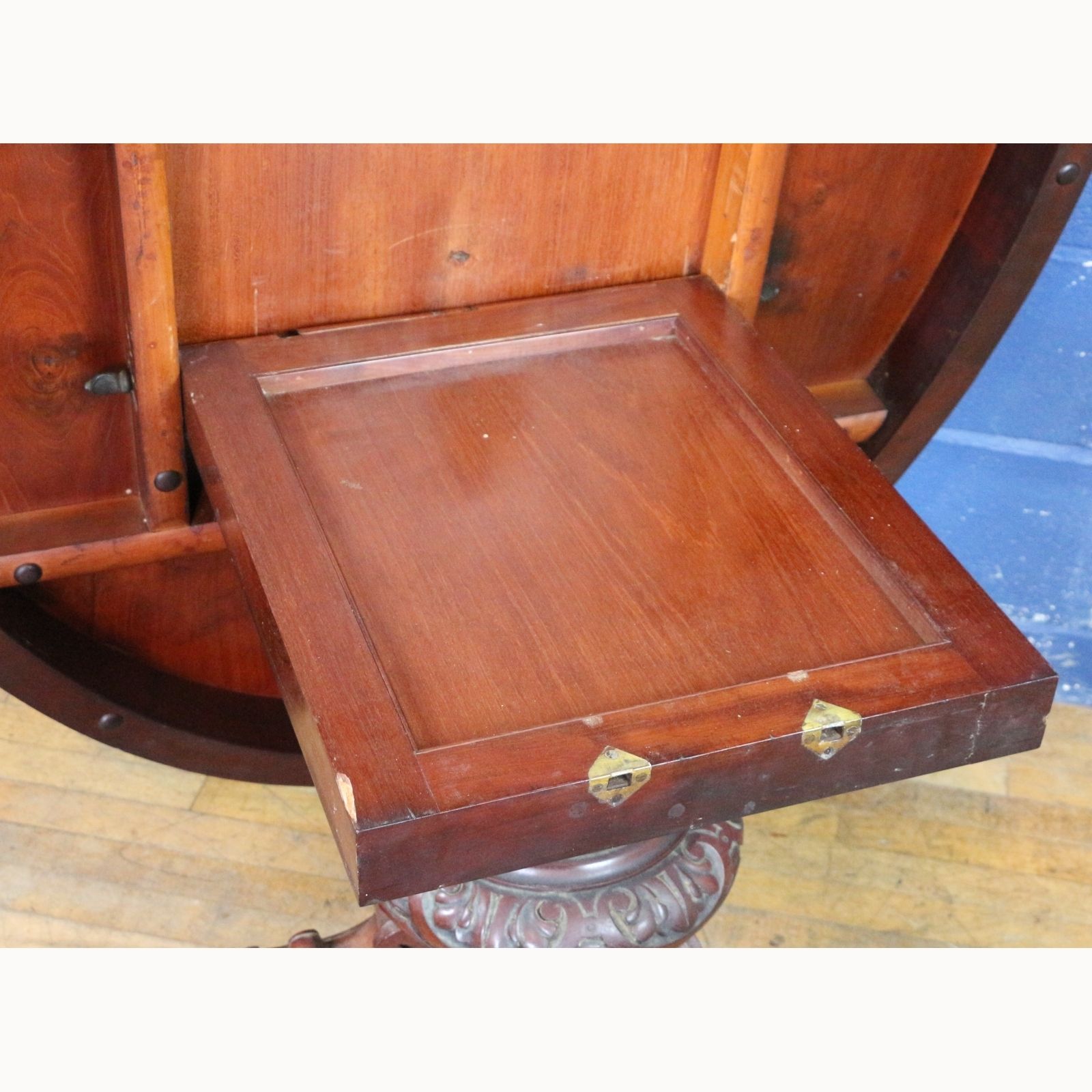 A Mid Victorian Carved Mahogany Centre Pedestal Tilt Top Breakfast Or Dining Table photo buy