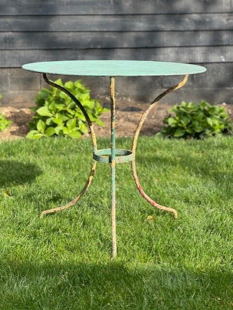 Antique French Bistro Table And Pair Of Bistro Chairs photo furniture
