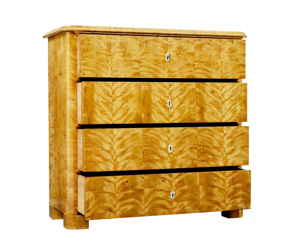 photo furniture 19th Century Swedish Tiger Birch Chest Of Drawers