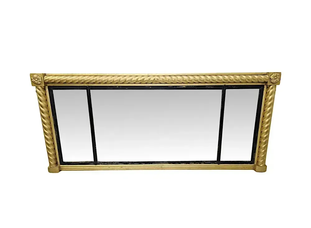 A Very Rare Early 19th Century Regency Compartmental Overmantel Mirror