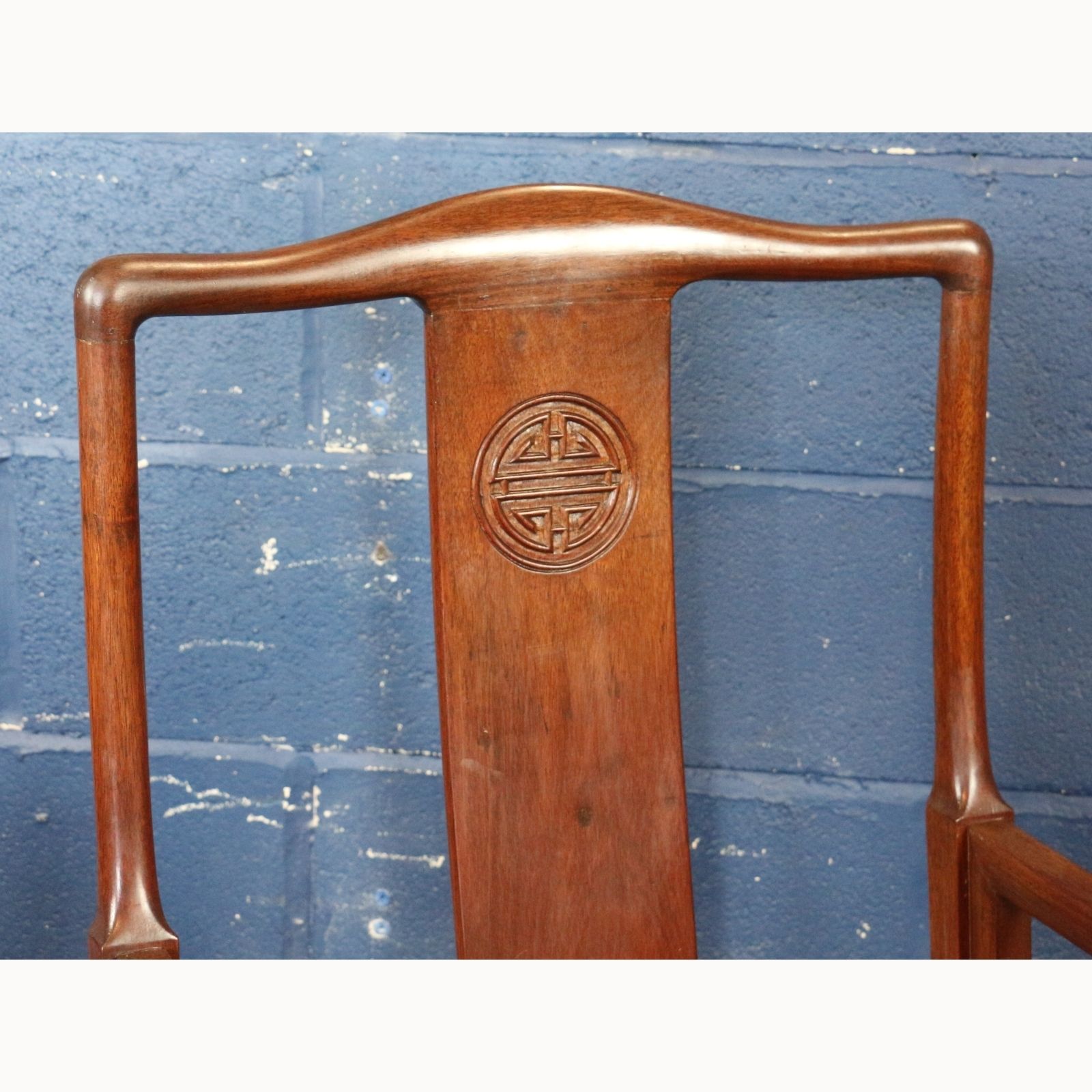 A C20th Carved Chinese Hardwood Open Arm Chair photo furniture