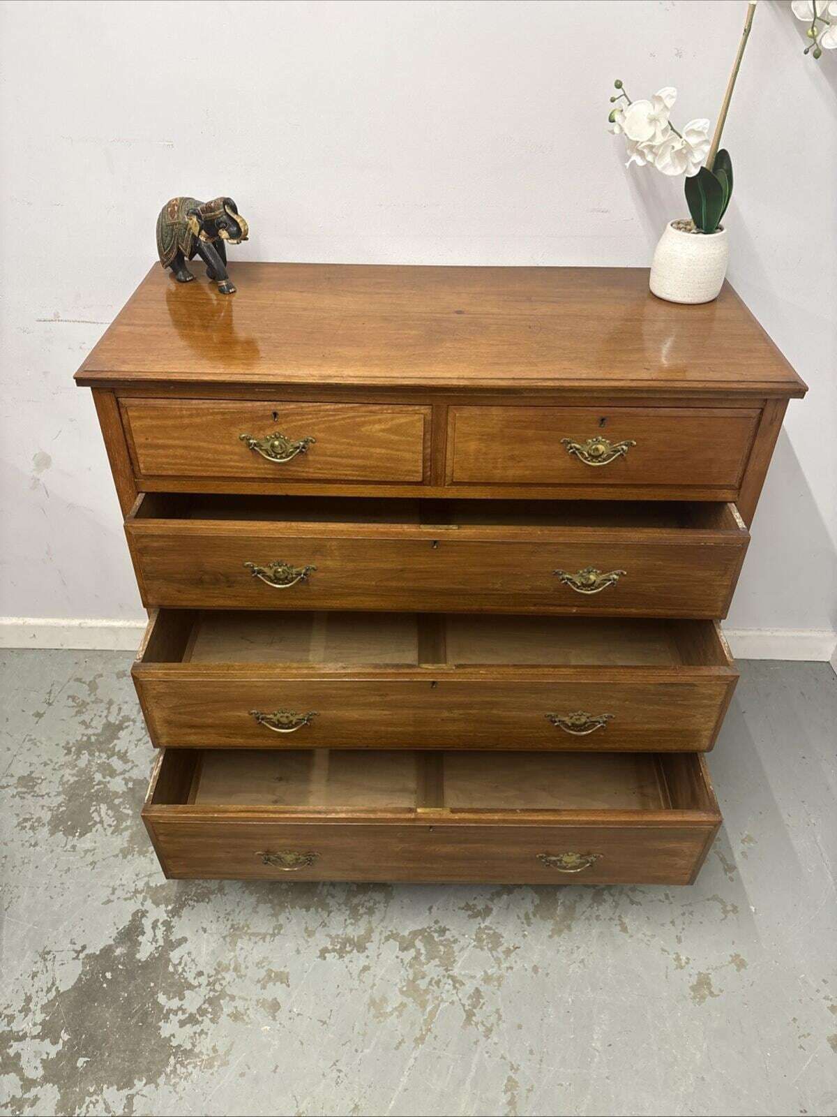 photo buy Edwardian Style Satinwood Effect Chest Of Drawers, Vintage 2 Over 3 Drawer Unit