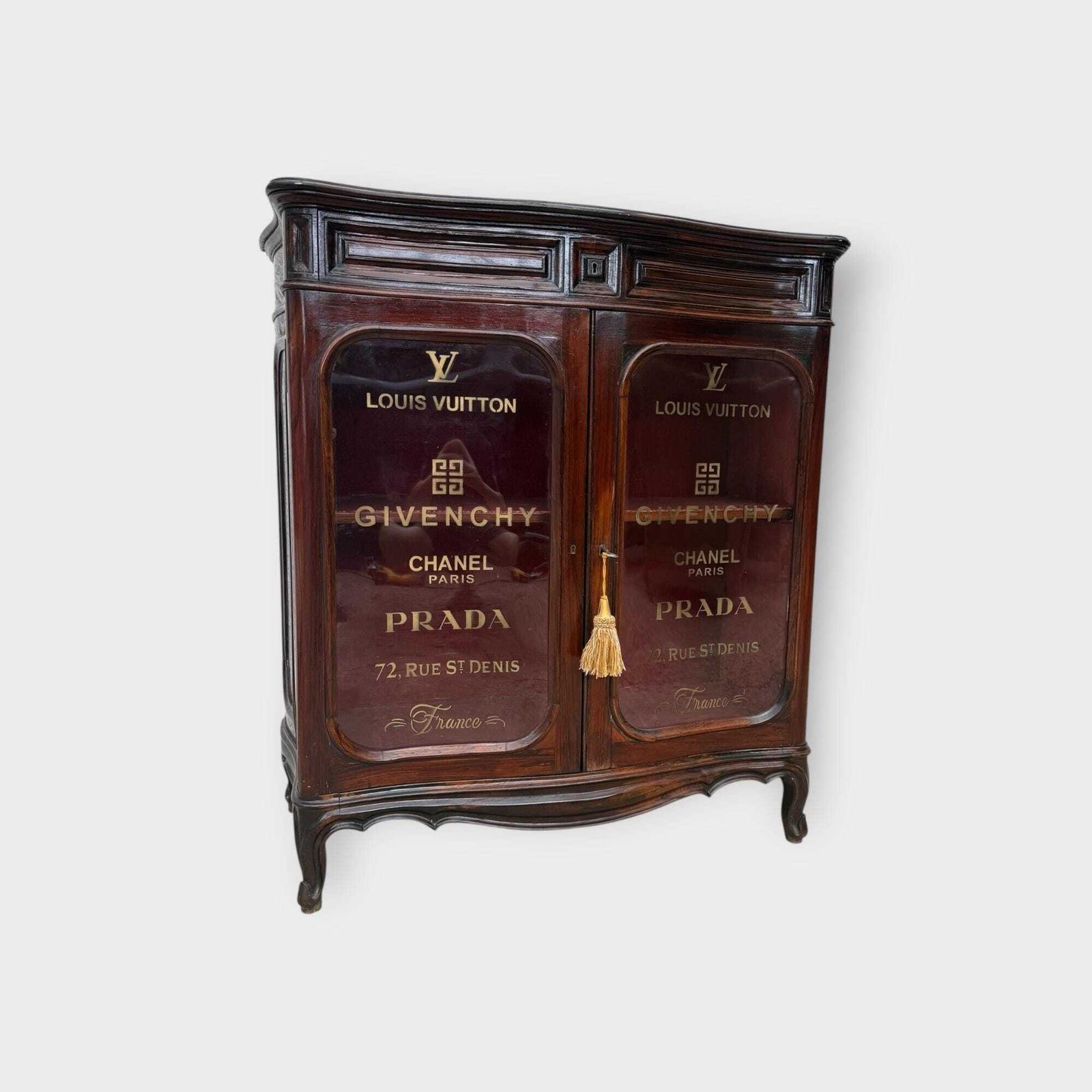 photo furniture Stunning Antique 2 Door Rosewood 2 Door Glazed Bookcase With Later Lettering