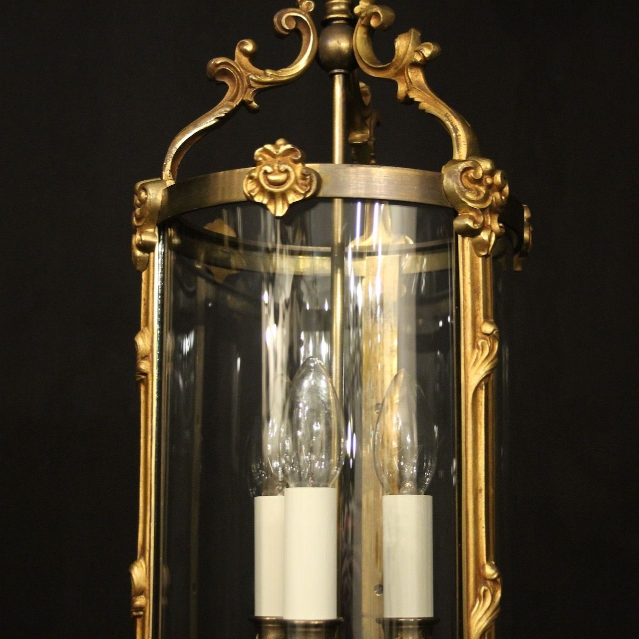 French Gilded Bronze Antique Hall Lantern photo for sale