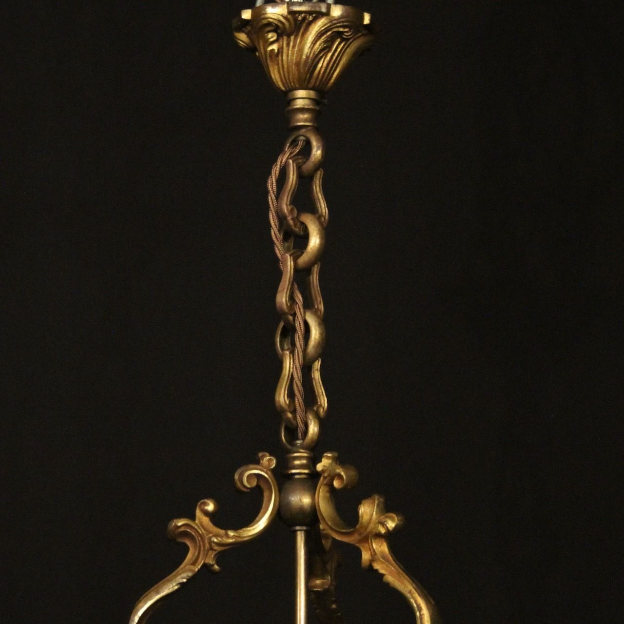 photo for sale French Gilded Bronze Antique Hall Lantern