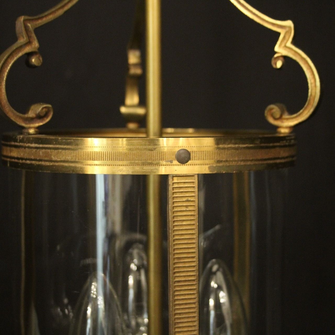 French Gilded Convex Hall Antique Lantern photo 975.0