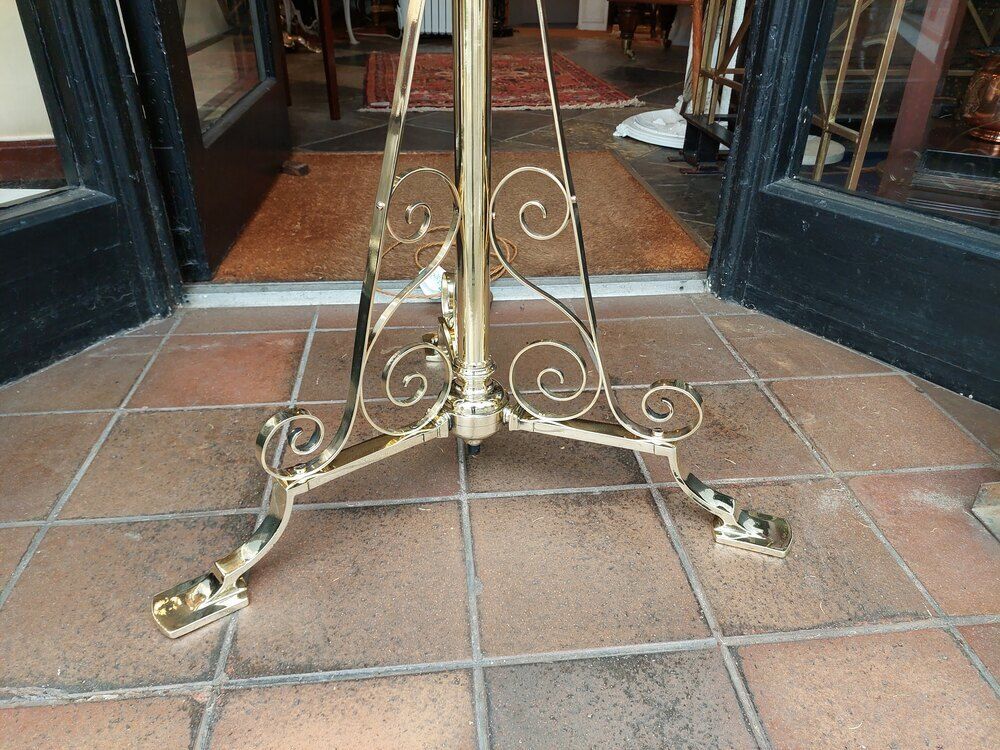 Edwardian Brass Standard "Steamer" Lamp photo furniture