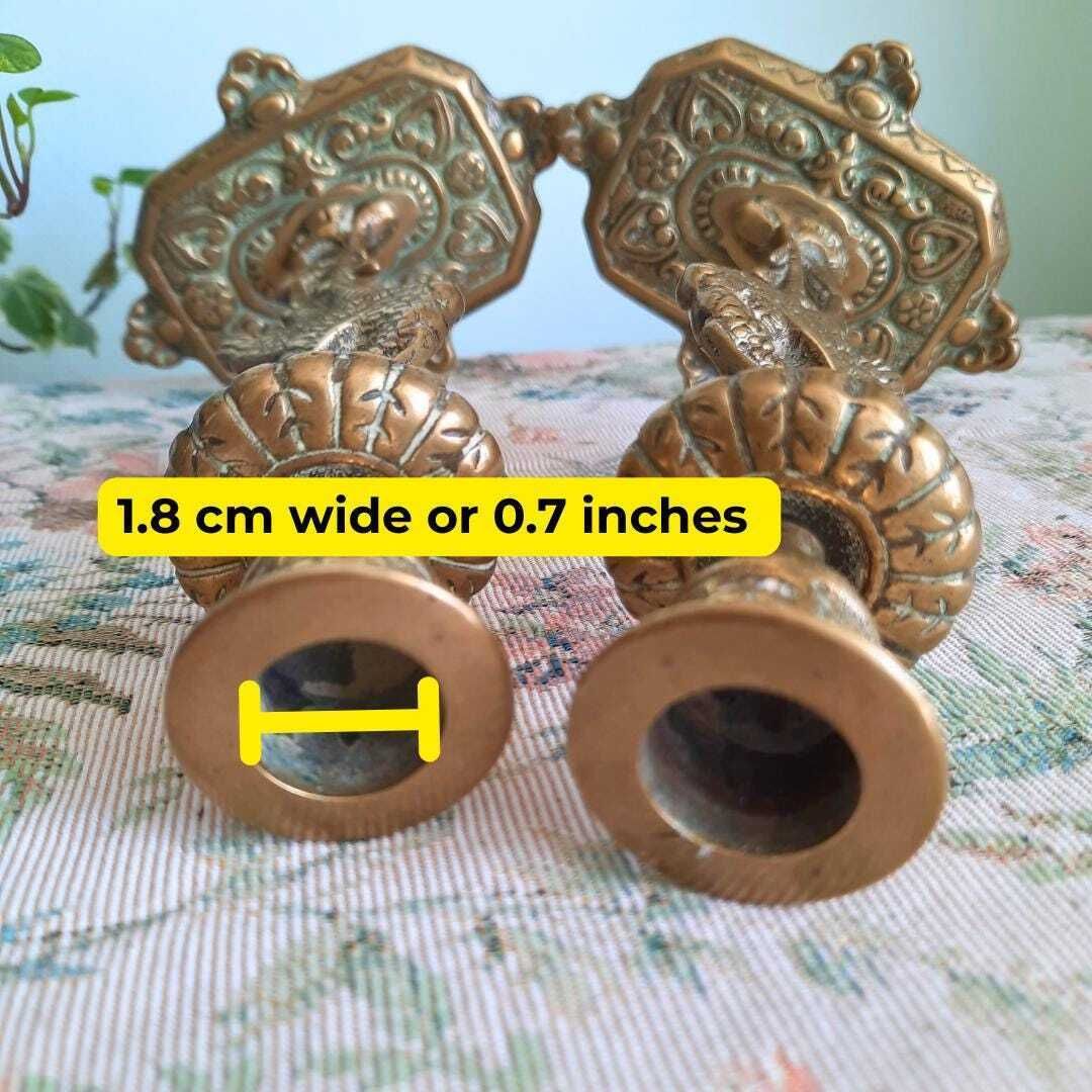 Antique Victorian Brass Heron Birds Candleholders Pair photo Home Decor