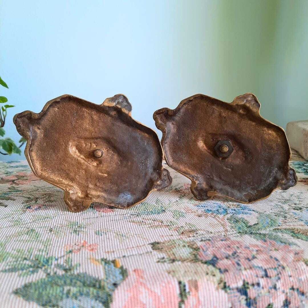 Antique Victorian Brass Heron Birds Candleholders Pair photo 90.0