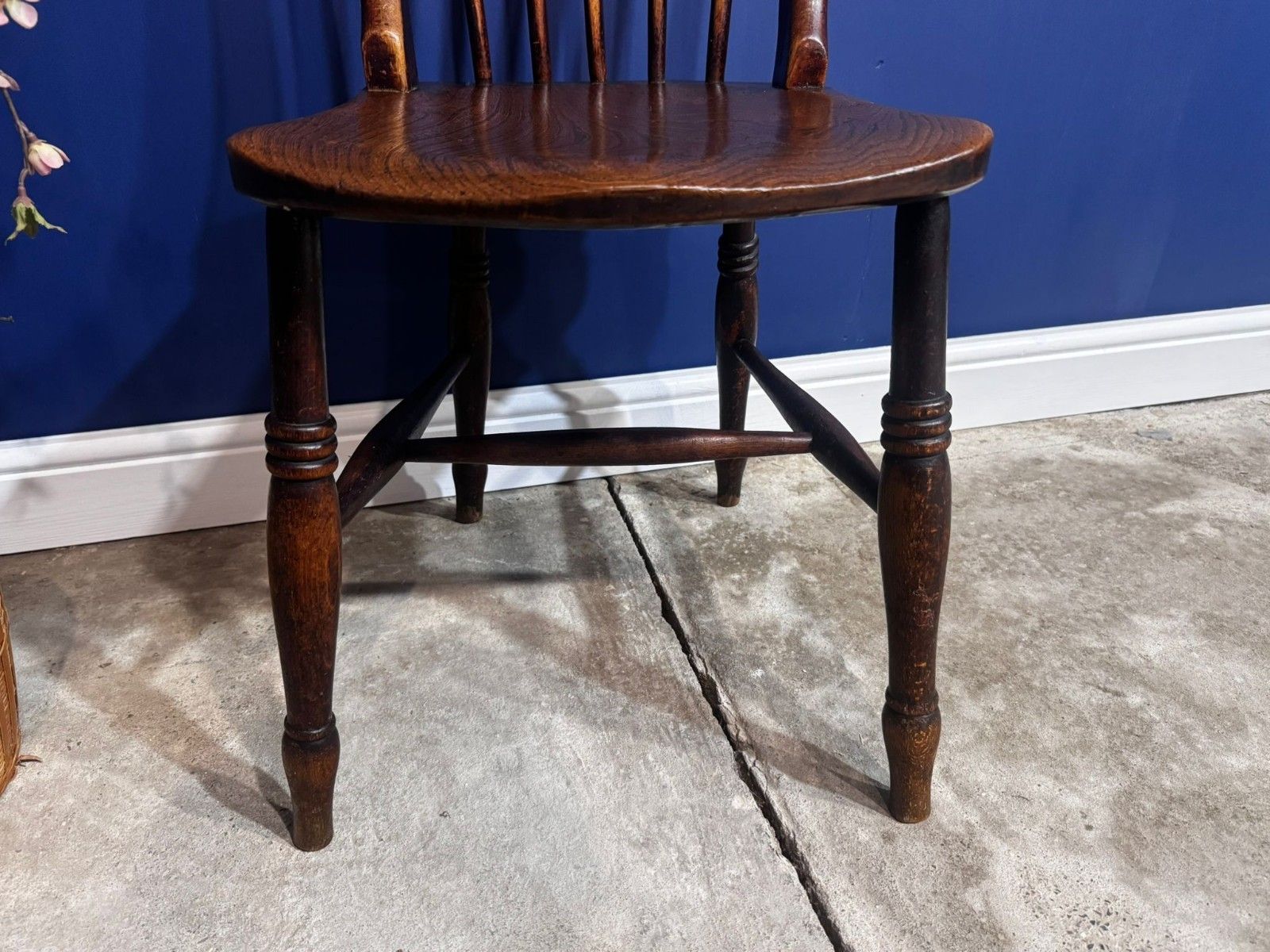Antique Elm Chair Farmhouse Rustic Kitchen Dining Chair Victorian Bedroom photo vintage