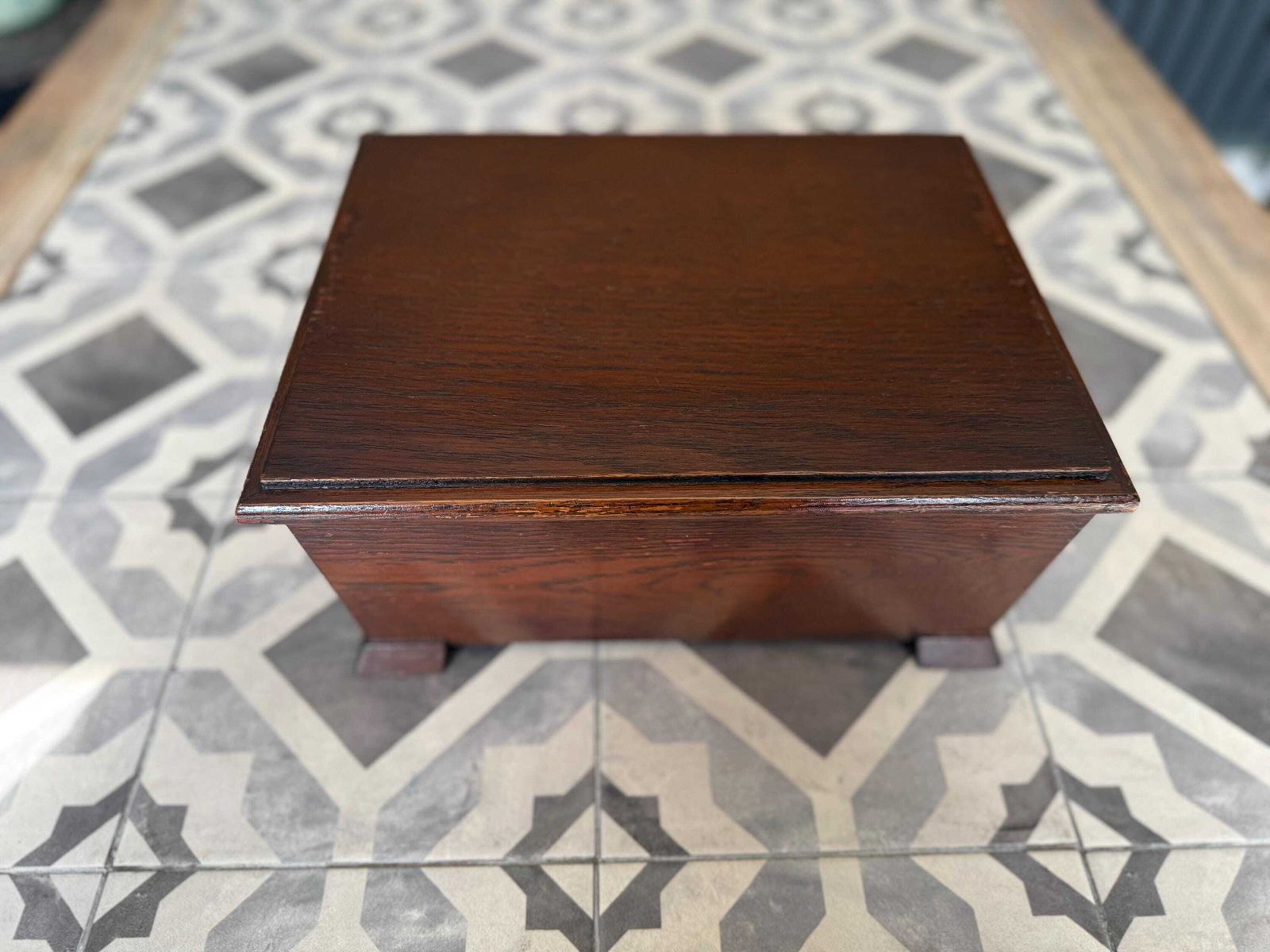 photo for sale Victorian Antique Wooden Oak Chest. Hand Made Sewing Box, Storage Box, Desk Tidy.