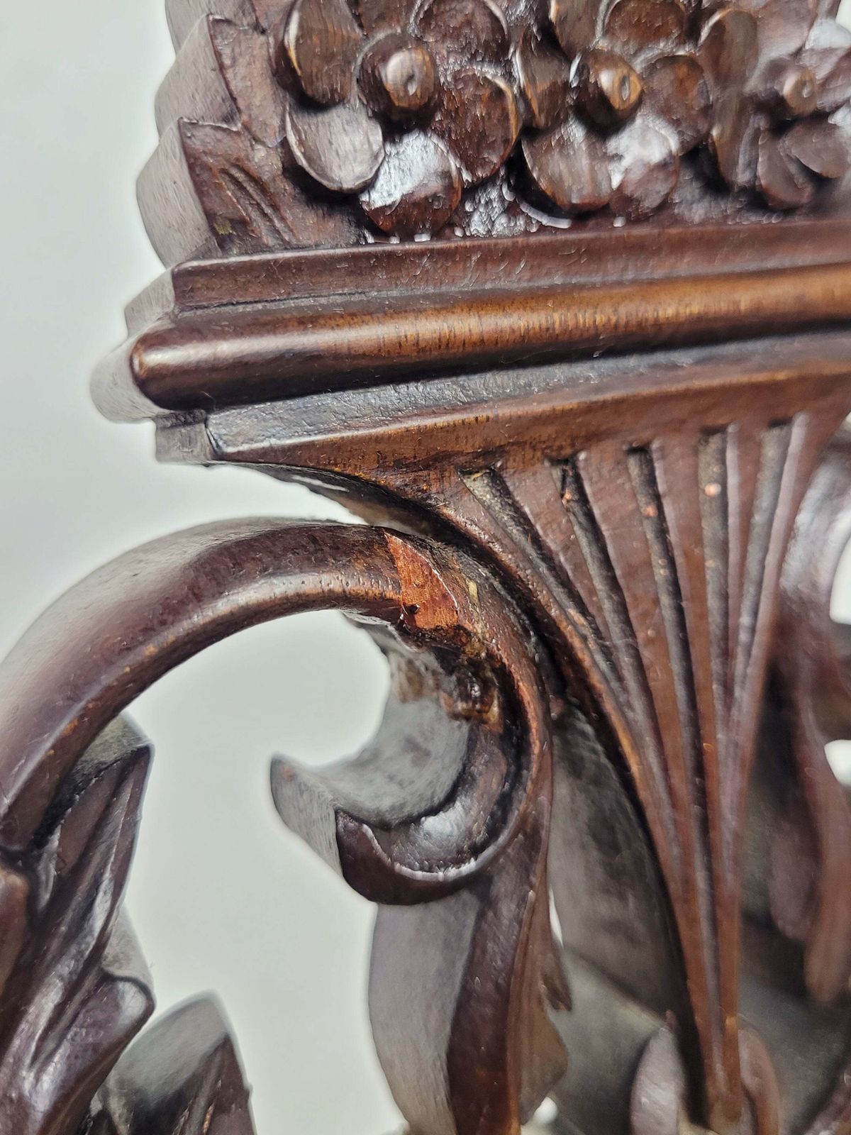 photo furniture Victorian Nursing Chairs Carved Pierced Foliate Upholstery 19c