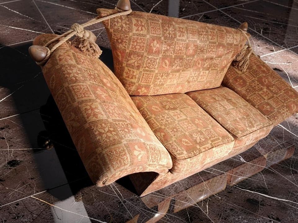 Vintage Knole Sofa With High Back Drop Arms Secured By Finals And Tie Backs photo Furniture