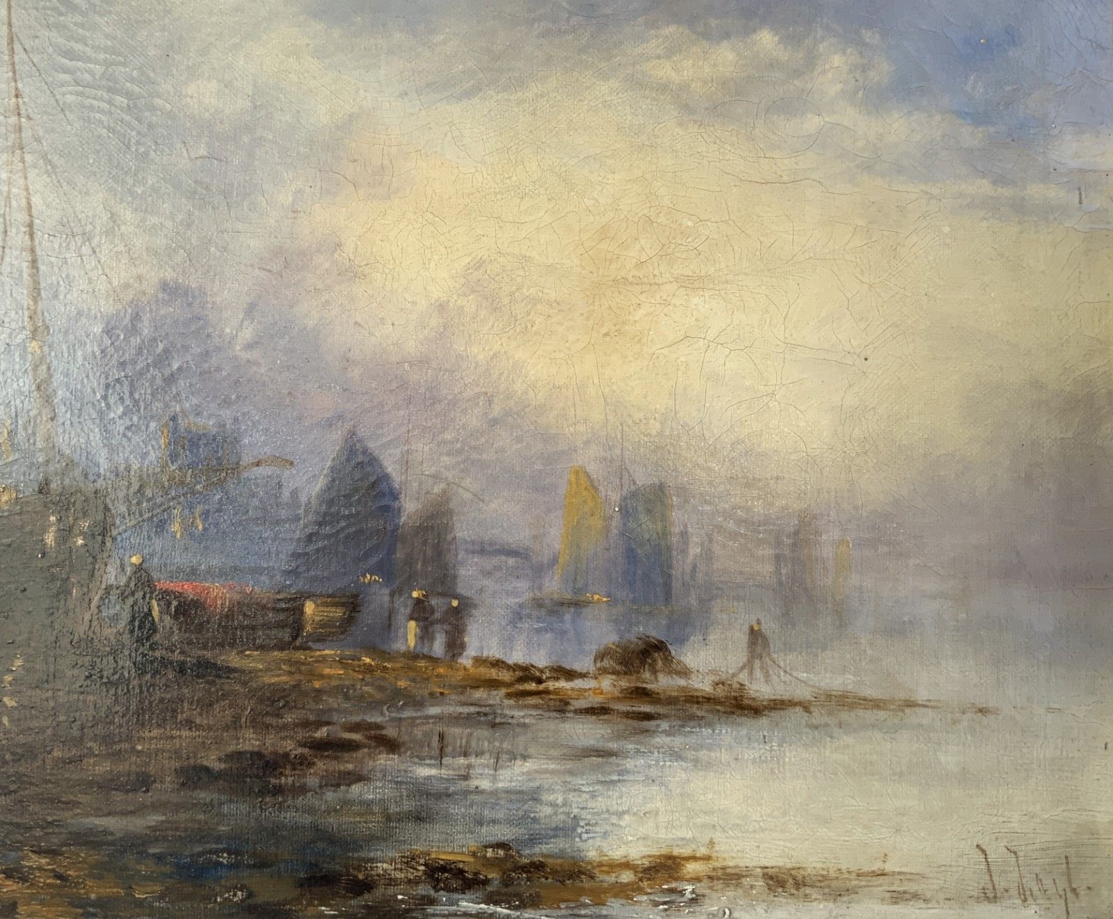 Maritime Seascape Oil Painting Sunset Harbour By John D. Taylor (Act.1876 1890) photo buy