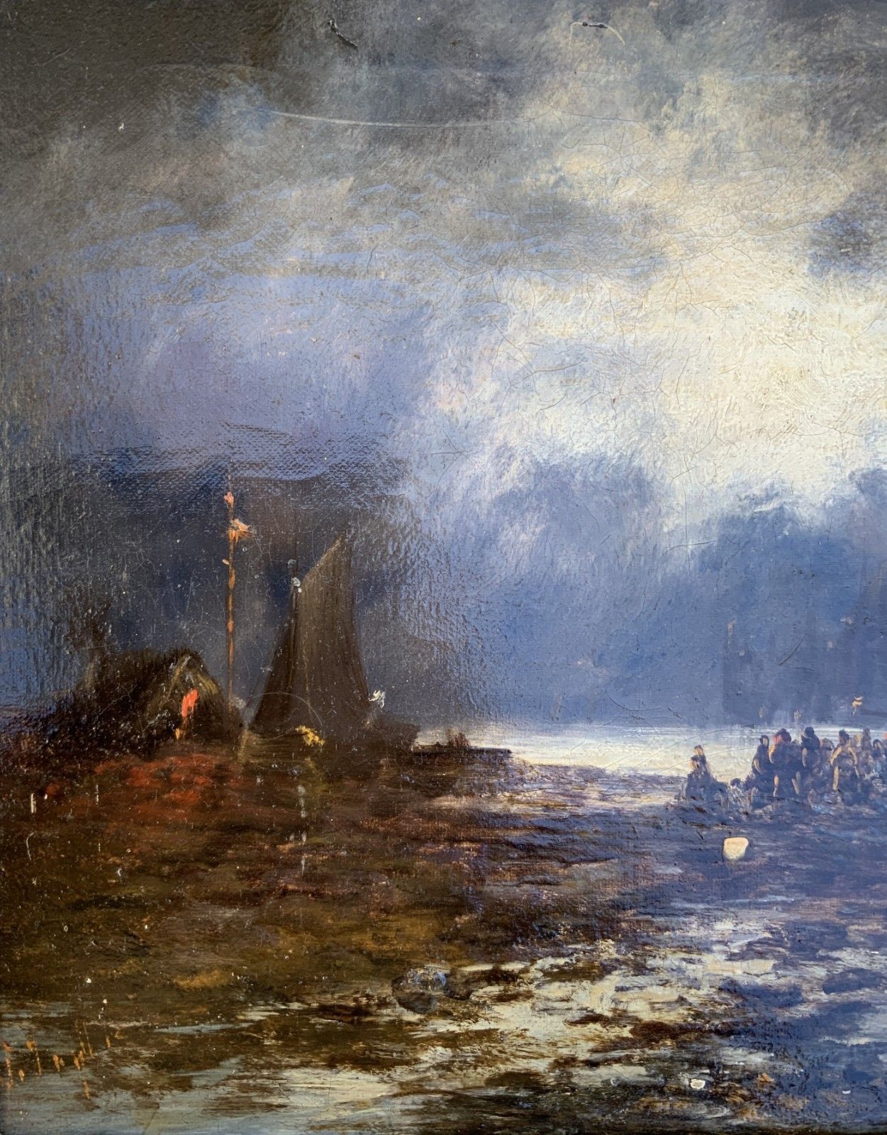 Maritime Seascape Oil Painting Moonlit Harbour By John D. Taylor (Act.1876 1890) photo vinterior