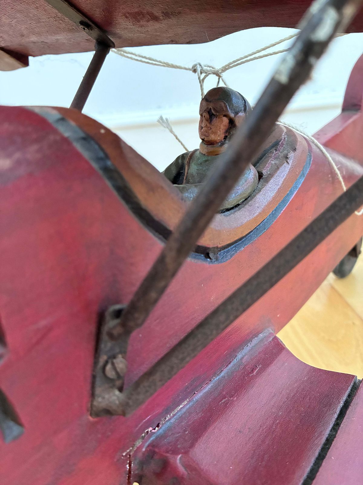 photo for sale Large Vintage Handmade Wooden Airplane Model Biplane, 1930s
