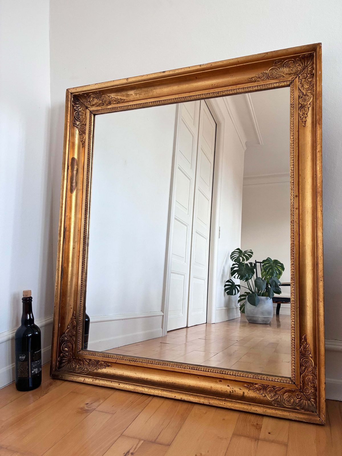 Large Antique Napoleon III Giltwood French Wall Mirror, 19th Century photo buy