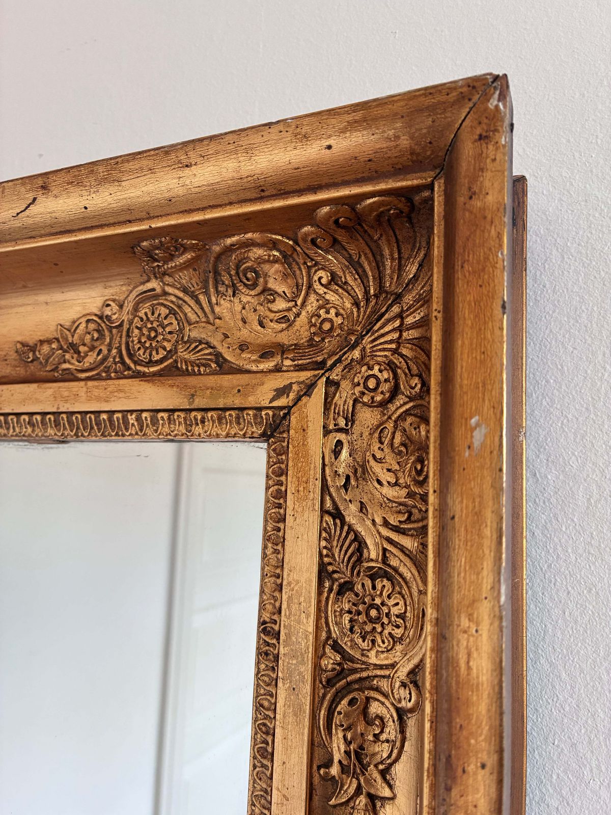 Large Antique Napoleon III Giltwood French Wall Mirror, 19th Century photo vintage