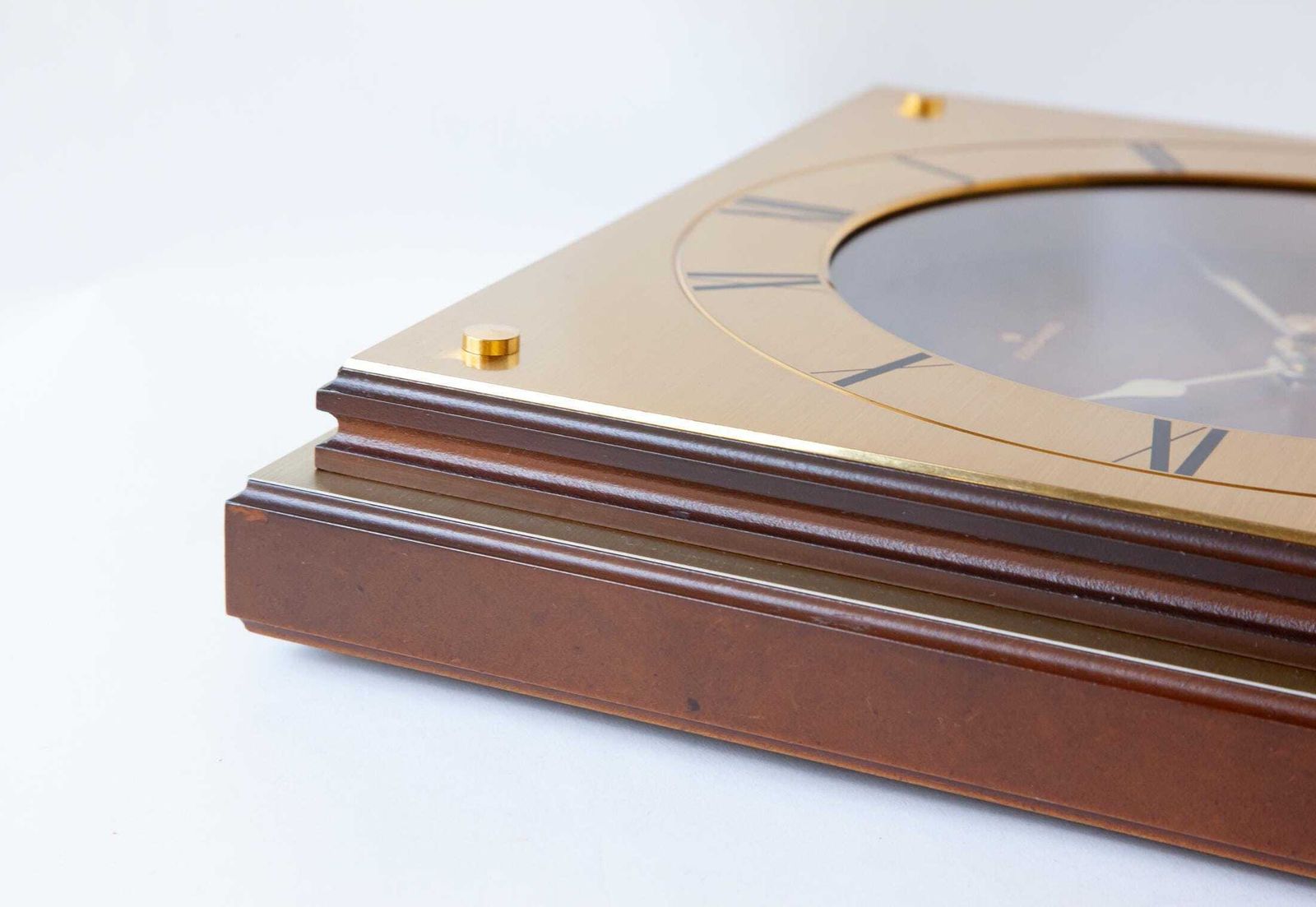 photo for sale Elegant Junghans Wall Clock Brass Mid Century Modernism Space Age Germany Mcm Atomic Wood Gold