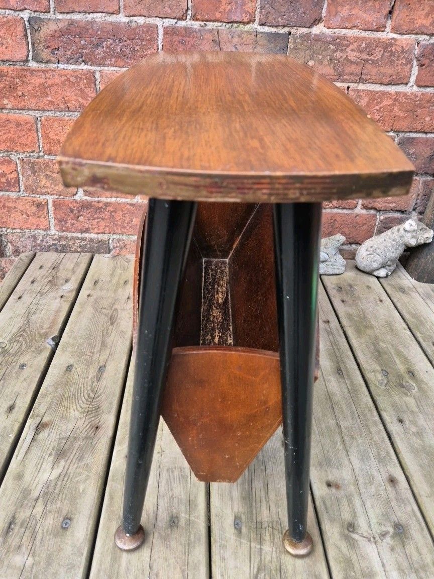 Vintage/Retro/Mid Century Side Table With Magazine Holder On Dansette Legs photo furniture