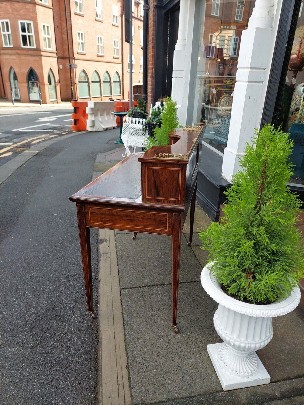 Late Victorian Inlaid Mahogany Writing Desk By Map photo Furniture