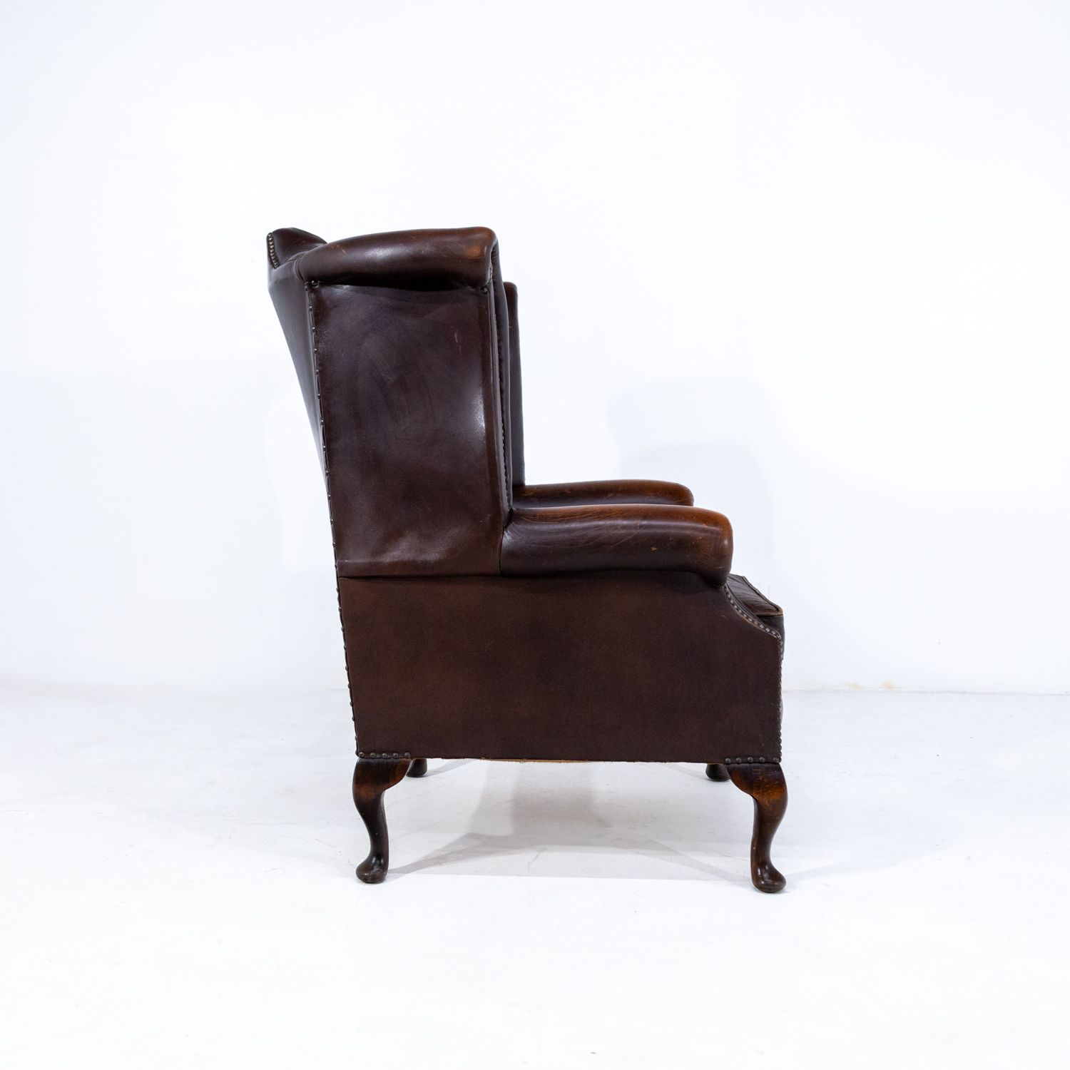 Brown Leather Queen Anne Chair Rwi 9957 photo 744.0