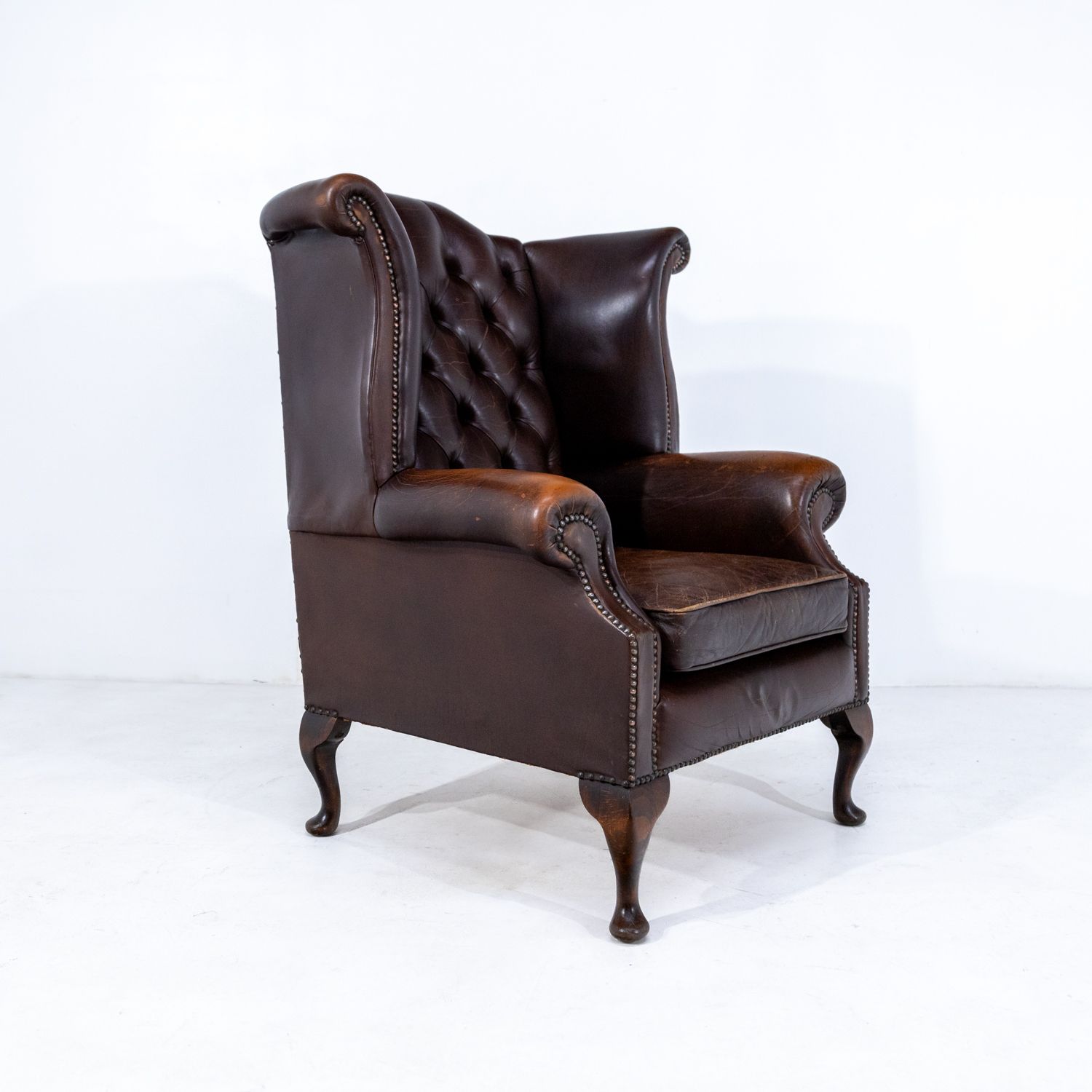 Brown Leather Queen Anne Chair Rwi 9957 photo buy