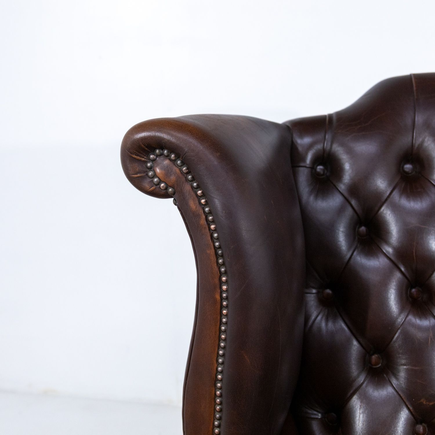 Brown Leather Queen Anne Chair Rwi 9957 photo vintage
