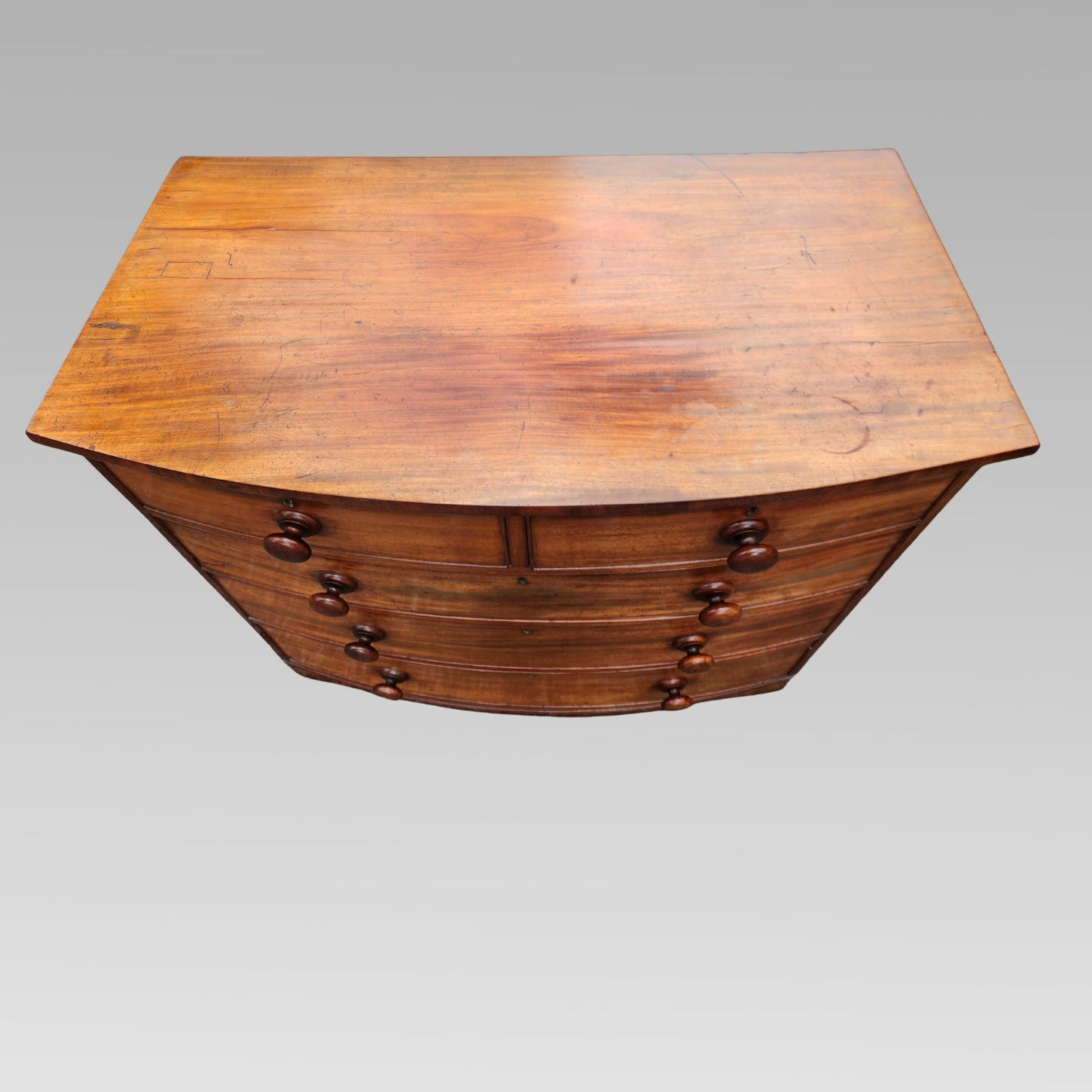 Fabulous Victorian Mahogany Chest Of Drawers Bow Front Turned Handles photo Furniture