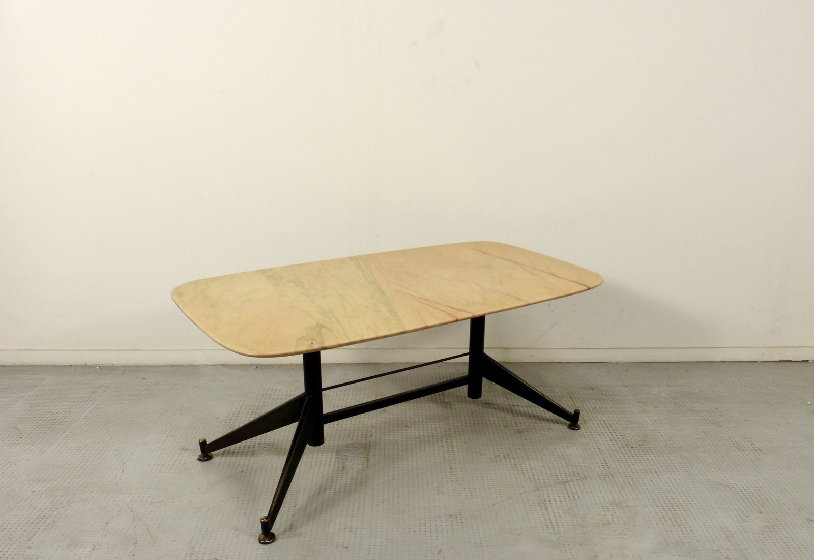 photo furniture Midcentury Italian Steel And Marble Coffee Table.