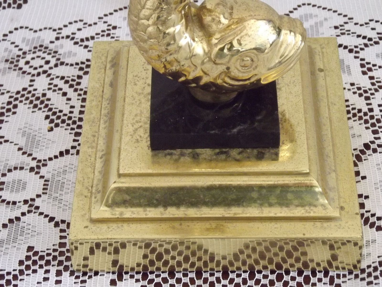 photo vinterior French Vintage Brass Koi Fish Base Bankers Lamp/ Desk Lamp