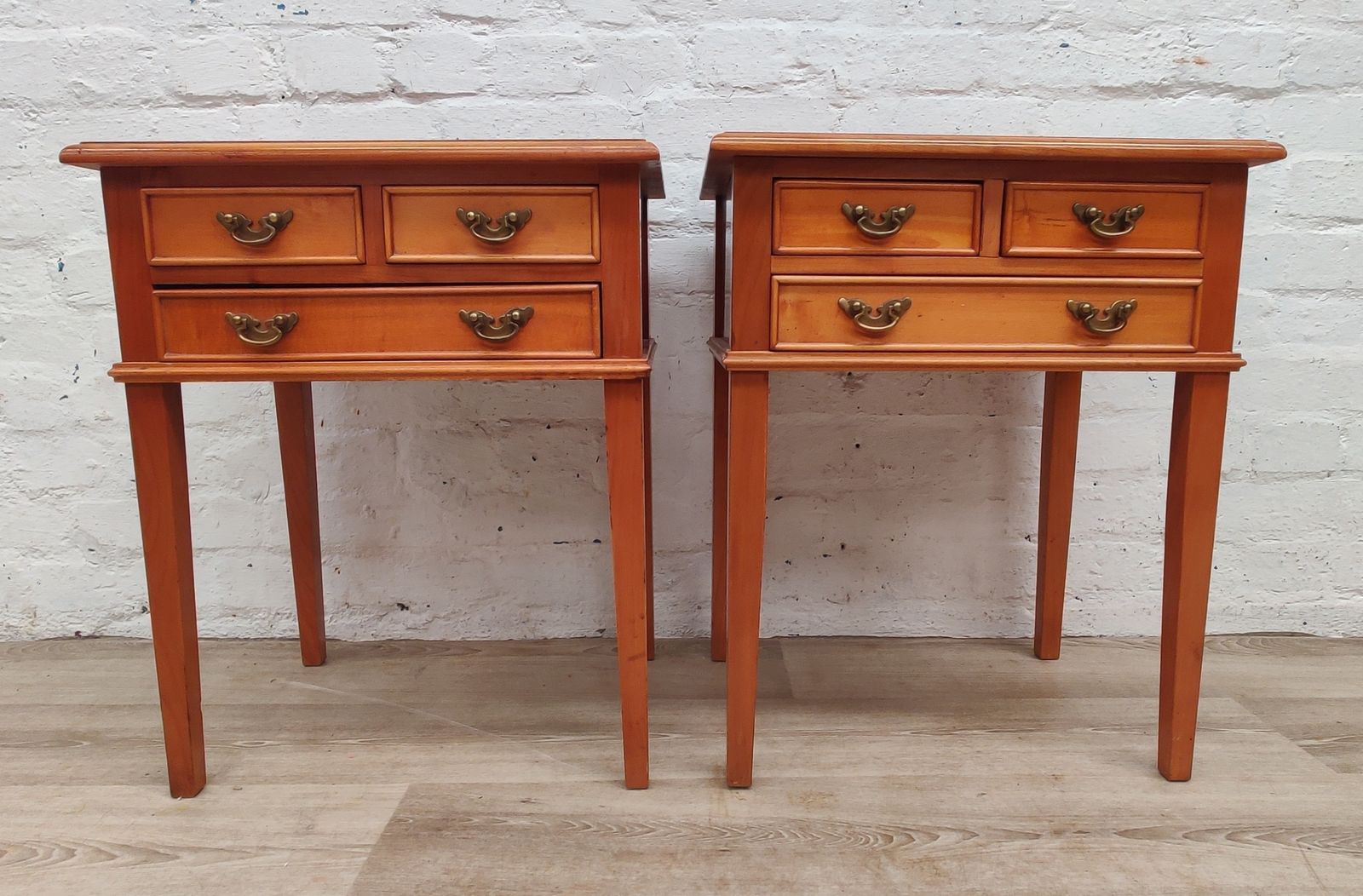 Pair Of Reproduction Yew Wood Side Tables photo furniture