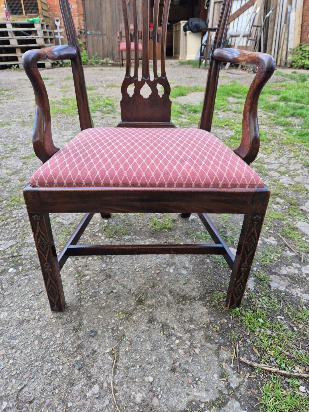 Hepplewhite Style Mahogany Elbow/Arm Chair,Wheatsheaf Carved Splat. photo Furniture