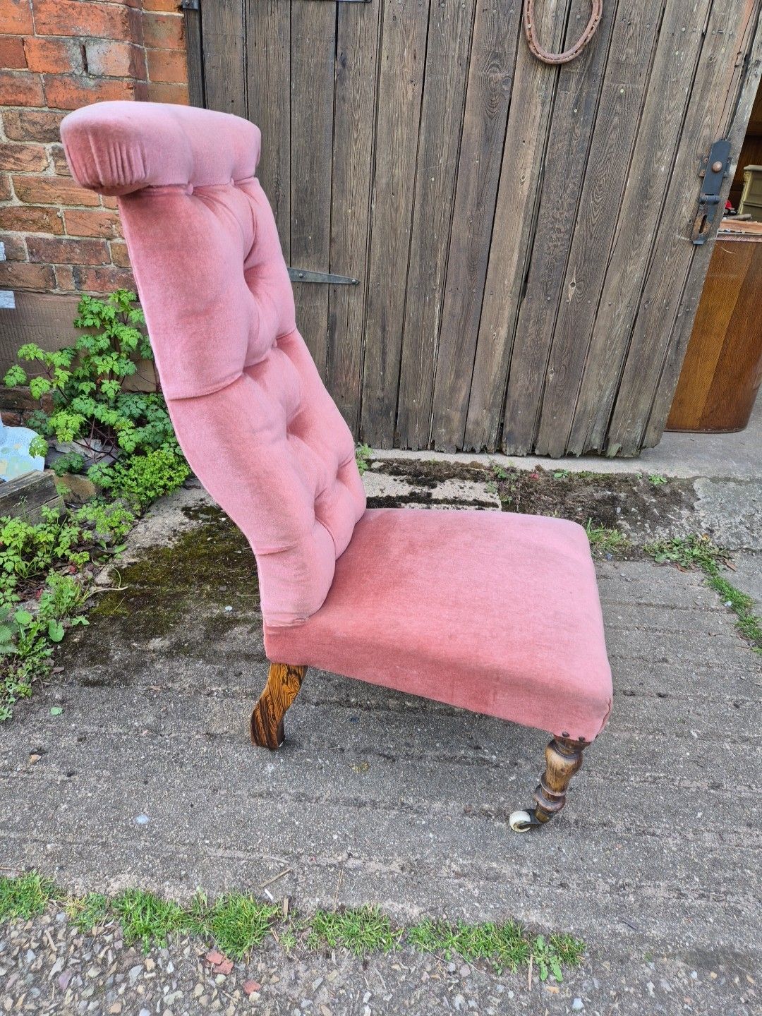 Pink Velvet 19th Century Prayer, Nursing, Bedroom Chair photo Furniture