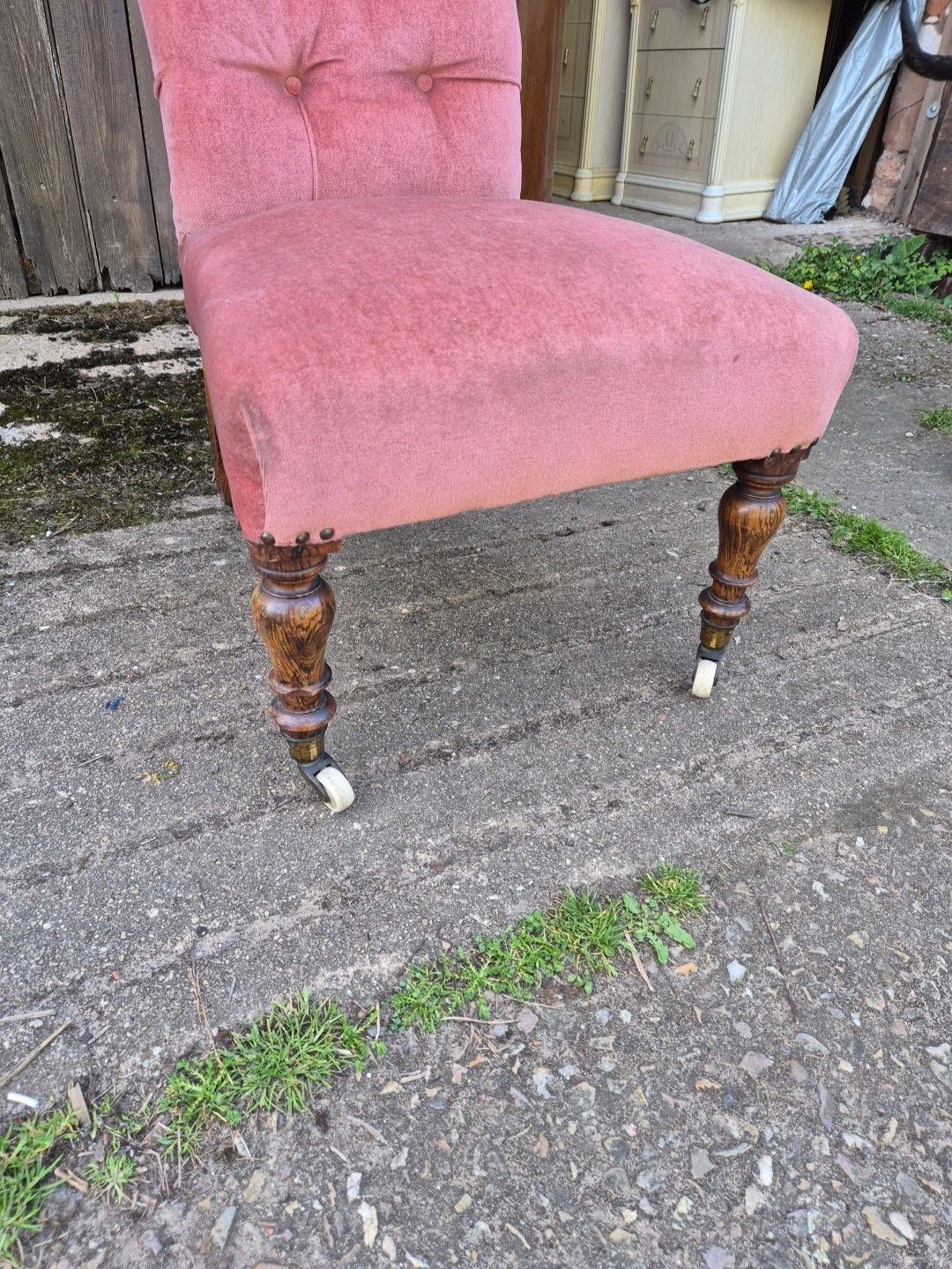 photo for sale Pink Velvet 19th Century Prayer, Nursing, Bedroom Chair