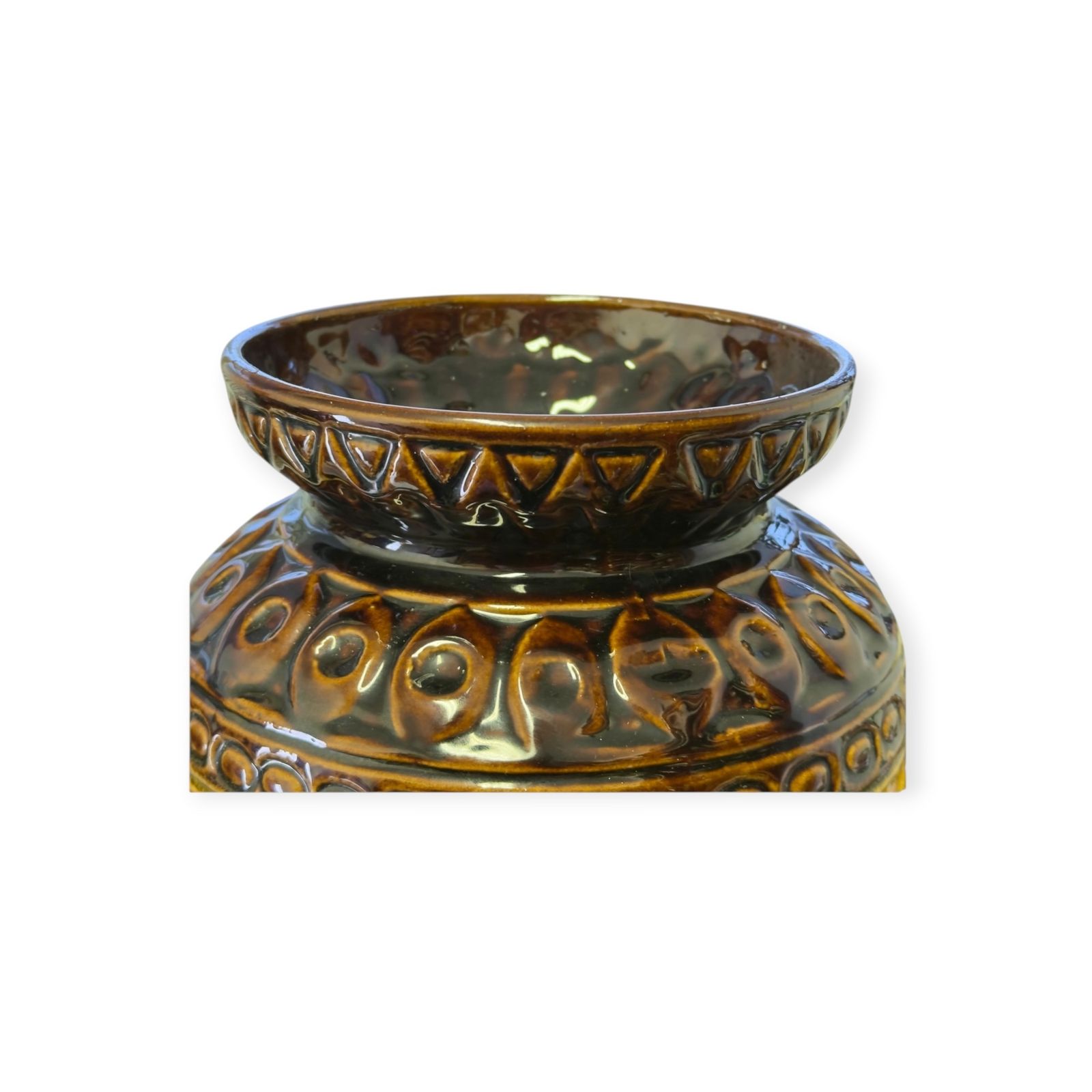West German Pottery Vase, Bay Keramik, Model 9245, Amber & Brown, C.1960s photo vintage