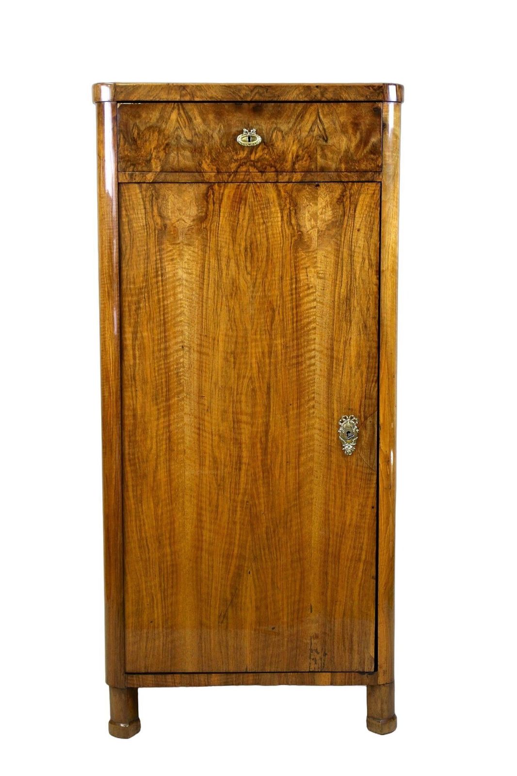 19th Century Biedermeier Cabinet With Drawer, Nutwood, Austria Circa 1850