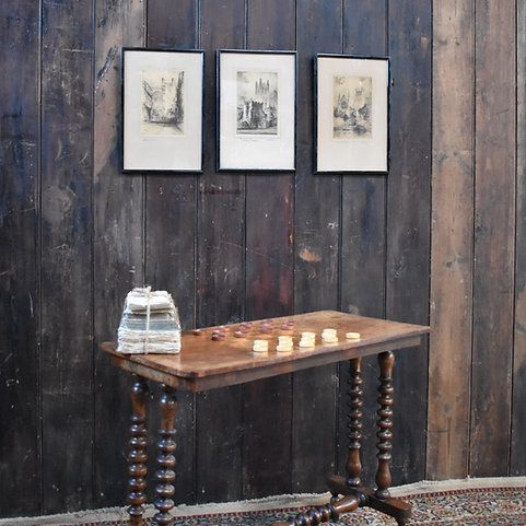 Antique Mahogany Country House Chess Checkers Bobbin Turned Leg Side Sofa Table photo 259.0