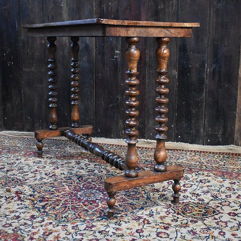 Furniture Antique Mahogany Country House Chess Checkers Bobbin Turned Leg Side Sofa Table photo