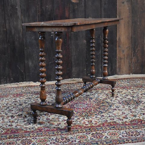 photo vinterior Antique Mahogany Country House Chess Checkers Bobbin Turned Leg Side Sofa Table