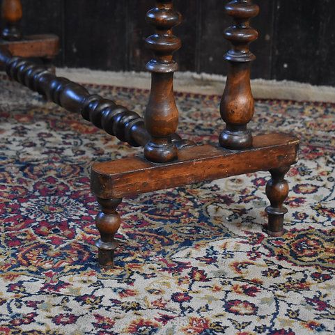 photo buy Antique Mahogany Country House Chess Checkers Bobbin Turned Leg Side Sofa Table