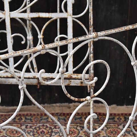 photo furniture Antique 19th Century French Wrought Iron Folding Day Bed Childs's Cot Bench Pair