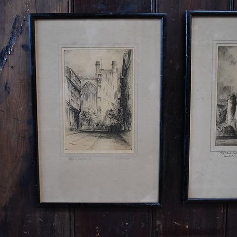 Antique Featherstone Robson Canterbury Chester Worchester Catheral Etching Trio photo vinterior