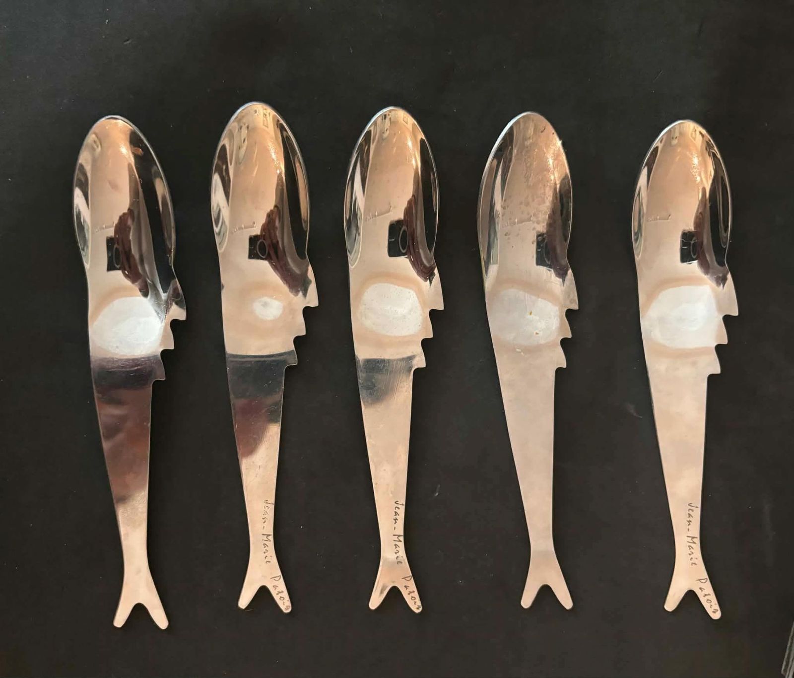 Jean Marie Patois Esotismo Spare Flatware Set: 5 Small Spoons Nautical Fish Design, Star Trek Prop photo furniture